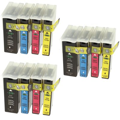 3x Tusze Zamienniki 100XL CMYK do Lexmark (14N1912) (komplet)